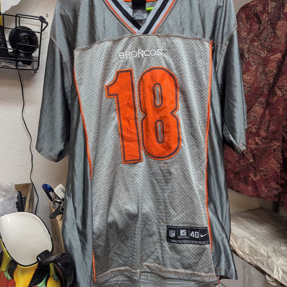 Denver Broncos #18 Gray & Orange Football Jersey